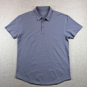 BYLT Lux Polo Micro Dot Pattern Men XL Blue Stretch Modern Clean Premium Basic
